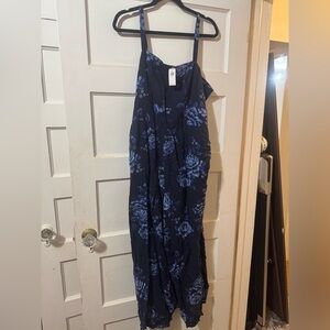 Old Navy Navy Maxi Dress with Blue Floral Print